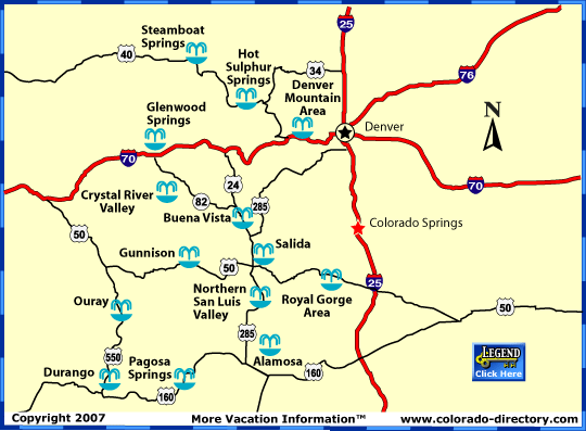 Colorado Hot Springs Map | CO Vacation Directory