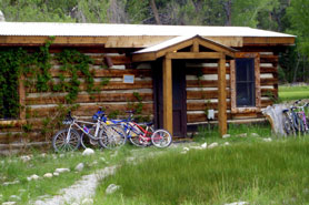 Antero Hot Springs Cabin with mountain bikes out front located in the Buena Vista Area, Colorado.