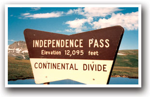 Independence Pass sign at the Continental Divide in Colorado