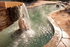 Avalanche Ranch Cabins and Hot Springs water fall, The Colorado Vacation Directory
