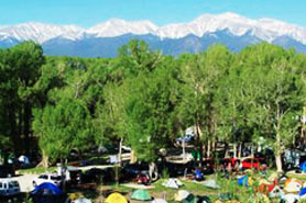 Tents at Chalk Creek Campground, Cabins & RV Park, Nathrop, CO, Colorado