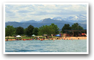 Beach and playground at Boyd State Park, Colorado