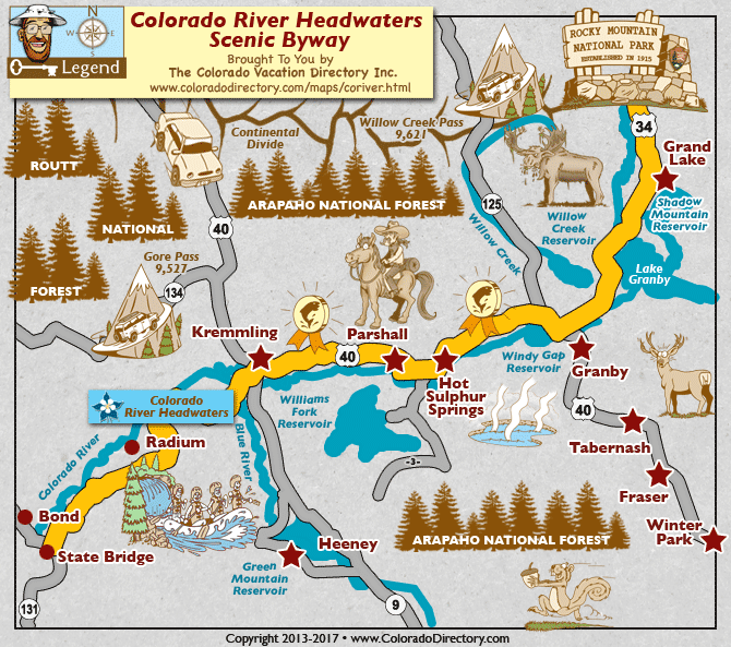 Colorado River Headwaters Scenic Byway Map  Colorado Vacation Directory