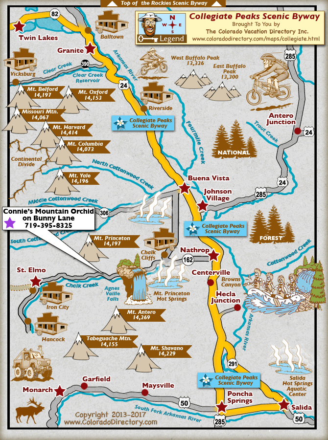 Collegiate Peaks Scenic Byway Map, Colorado