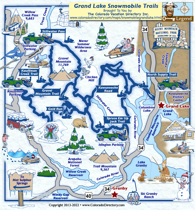 Grand Lake Area Snowmobile Trails Map, Colorado