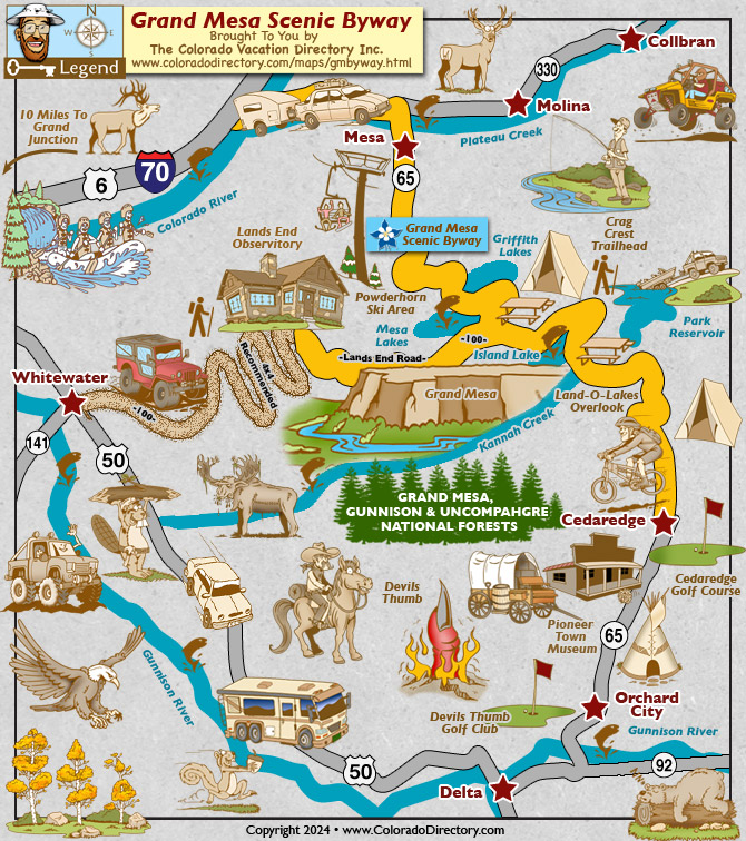 Grand Mesa Scenic Byway Map, Colorado