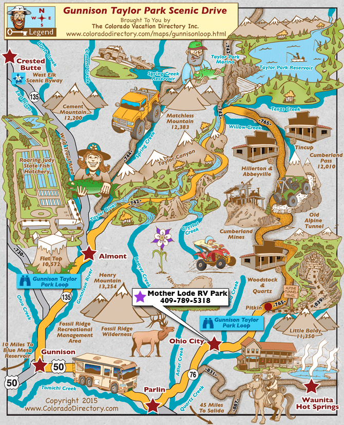 Gunnison Taylor Park Loop Scenic Drive Map  Colorado Vacation Directory