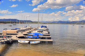 Boat dock at Lake Granby, Colorado.