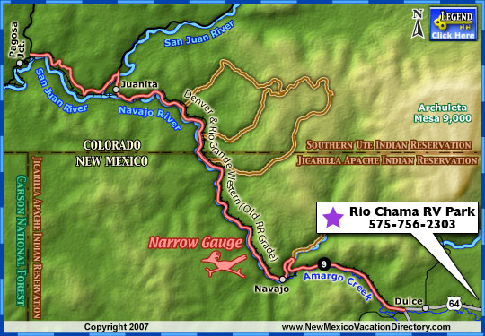 Narrow Gauge Scenic Byway, New Mexico Map, The NMVD