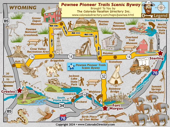 Pawnee Pioneer Trails Scenic Byway Map, Colorado