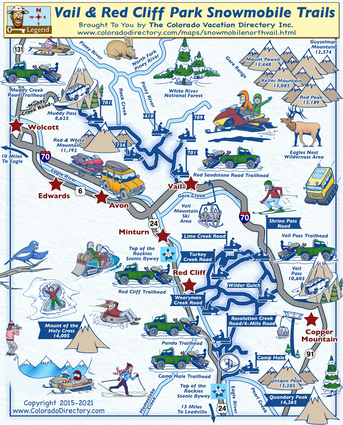 Vail and Red Cliff Park Snowmobile Trail Map, Colorado