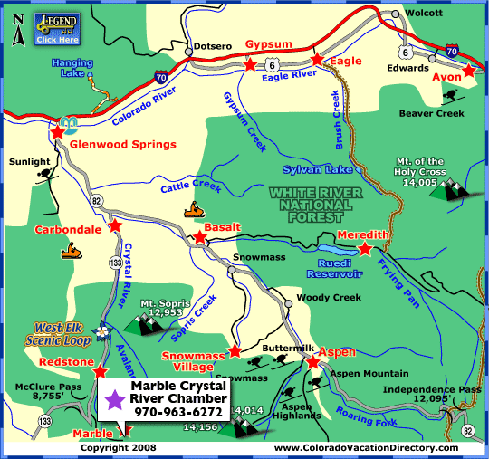 Aspen & Crystal River Valley Area Maps Colorado Vacation Directory
