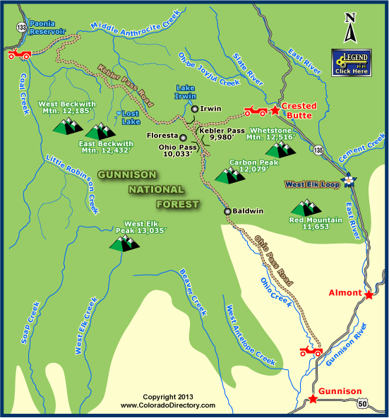 Jeep, ATV, UTV, 4WD, Rockcrawling, Trails Map of Gunnison, Crested Butte, Colorado