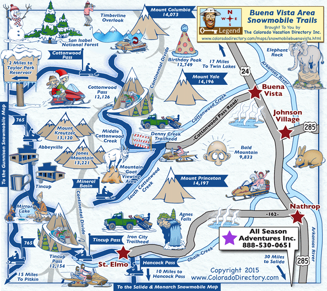 Buena Vista Snowmobile Trails Map Colorado Vacation Directory