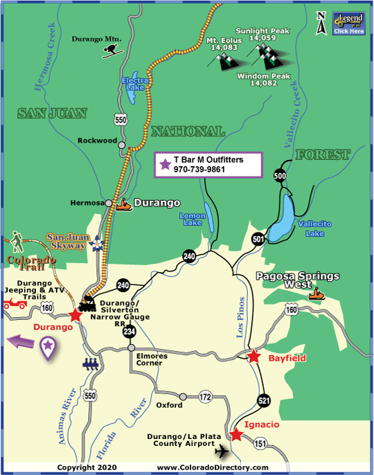 Durango Map, Colorado