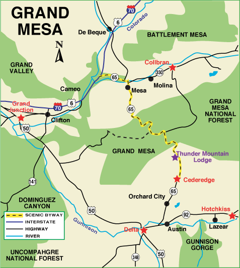 Grand Mesa Scenic Byway Map  Colorado Vacation Directory