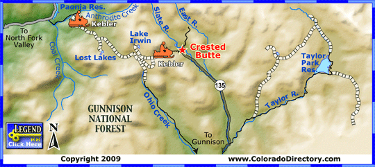 Colorado Map, Gunnison Snowmobile Trails, The CVD