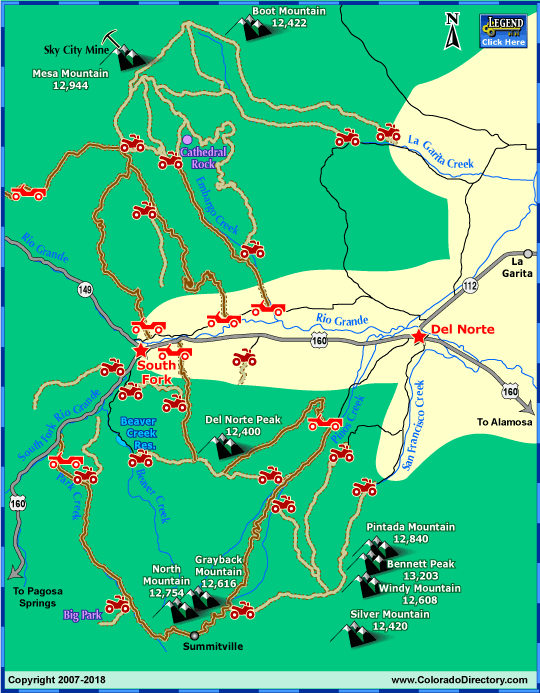 South Fork ATV, UTV and Jeeping Trails Map, Colorado
