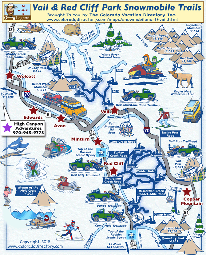 Vail & Red Cliff Park Snowmobile Trails Map Colorado Vacation Directory