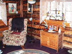Cozy interior of Connie's Mountain Orchid cabin near Buena Vista, Colorado
