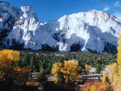 View of Chalk Cliffs from Connie's Mountain Orchid cabin near Buena Vista, Colorado