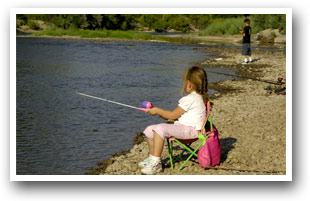 Child Fishing along the Arkansas River near Pueblo, Colorado
