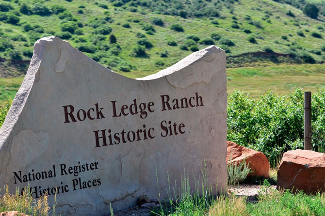 The Sign for Rock Ledge Ranch Historic Site in Colorado Springs, Colorado