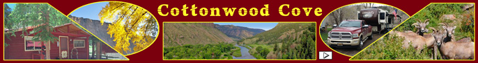 Click here to go to Cottonwood Cove Guest Ranch: Cabins, RV Park, Jeeps, Horse Rides web page
