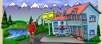 Colorado hotels and motels illustration