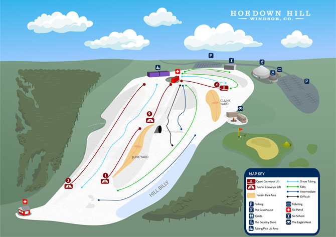 Hoedown Hill Ski Area Trail Map, Windsor, Colorado