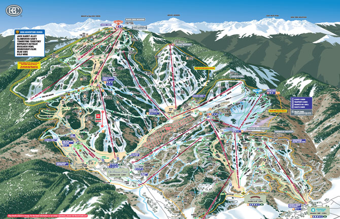 Beaver Creek Ski Resort Trail Map, Vail, Colorado