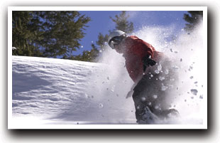 Snowboarding in Powder at Ski Cooper Resort, Leadville, Colorado