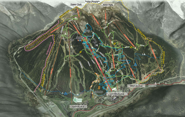 Copper Mountain Ski Resort, Summer Bike Trails Map, Colorado