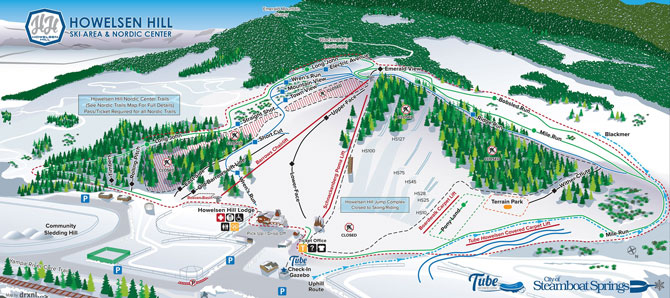 Howelsen Hill Ski Resort Trail Map, Steamboat Springs, Colorado