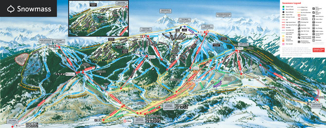 Aspen-Snowmass Ski Resort Trail Map, Snowmass Village, Colorado