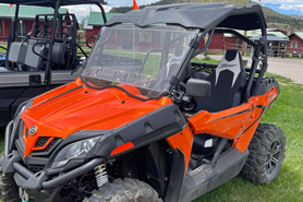 Side-by-side 2 seater UTV available for rent at Rainbow Lodge, Cabins, RV Park and UTV Rentals in South Fork, Colorado