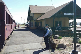 Train station agent at the Cumbres and Toltec Train Depot in Antonito, Colorado.