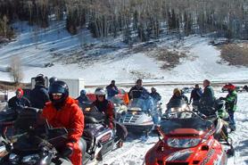 Snowmobiling in the San Luis Valley, Colorado.