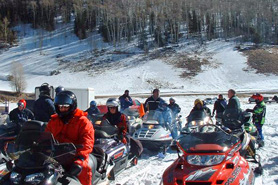 Snowmobiling in the San Luis Valley, Colorado.