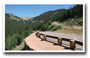 The road coming down Guanella Pass in the Bailey and Pine area of Colorado