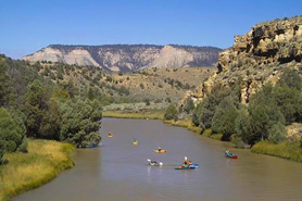 Rafting down the Rio Chama Canyon, New Mexico.
