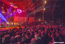 Crowd watching band in Chautauqua Auditorium in Boulder, Colorado