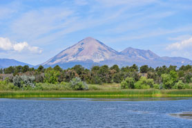 Daigre Reservoir with Mount Mestas in the background near La Veta, Colorado.