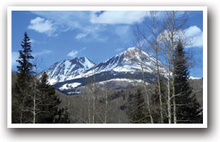 Views of mountains in the winter from Dolores, Colorado