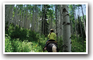 Horseback riding near McPhee Reservoir, Colorado