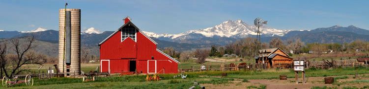 Red barn and silo at the Agricultural Heritage Center in Longmont, Colorado