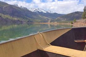 Canoe on lake San Cristobal near Lake City, Colorado