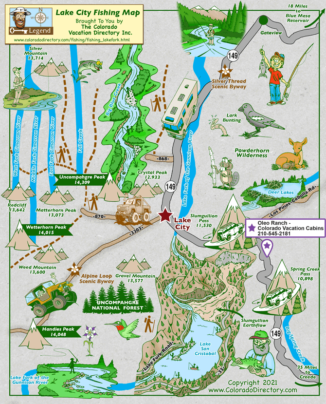 Lake City Fishing Map, Colorado