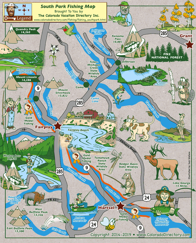 South Park Colorado Fishing and Fly-fishing Map