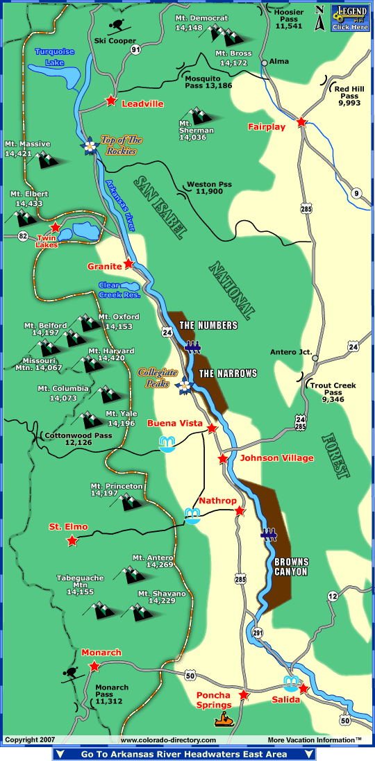 Arkansas River Headwaters North Fishing Map, Colorado